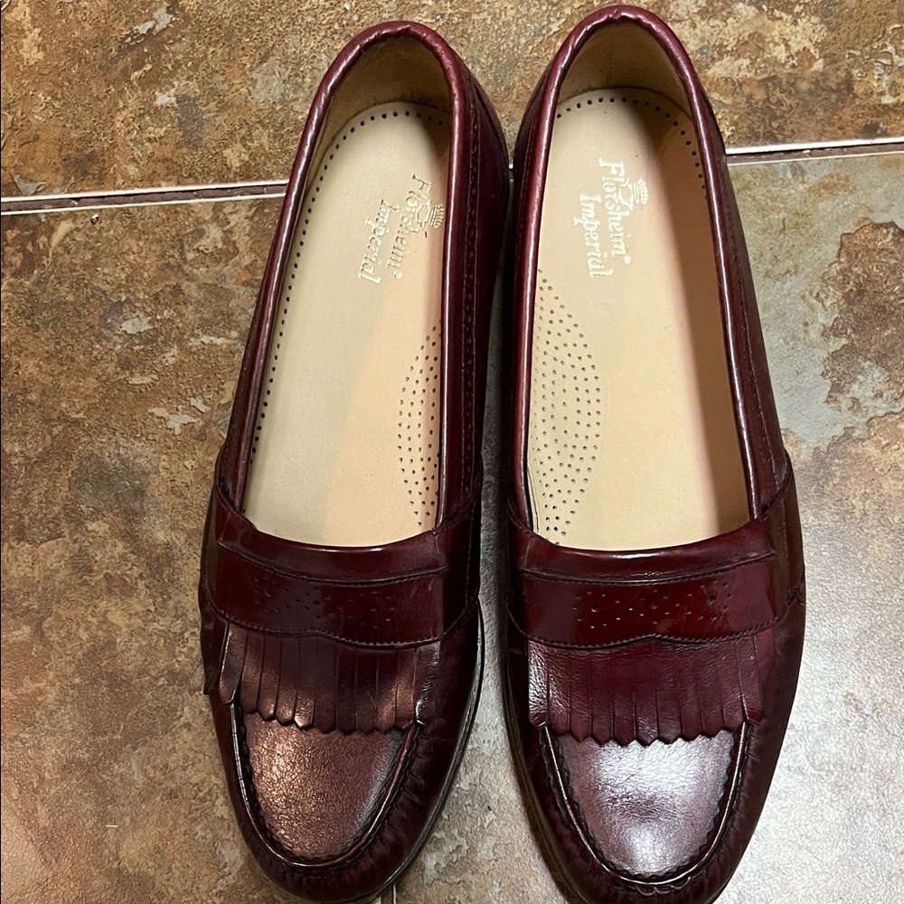 Florsheim Dark Red Leather Slip-On Loafers